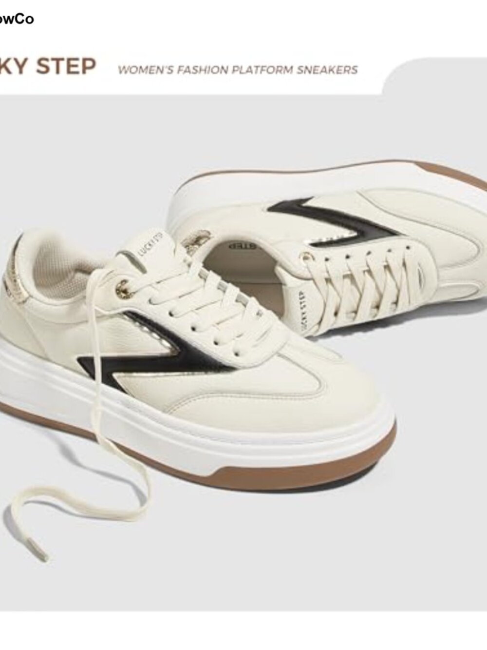 Women Platform Sneakers Retro Chunky Lace-Up Walking Shoes - Picture 3 of 6